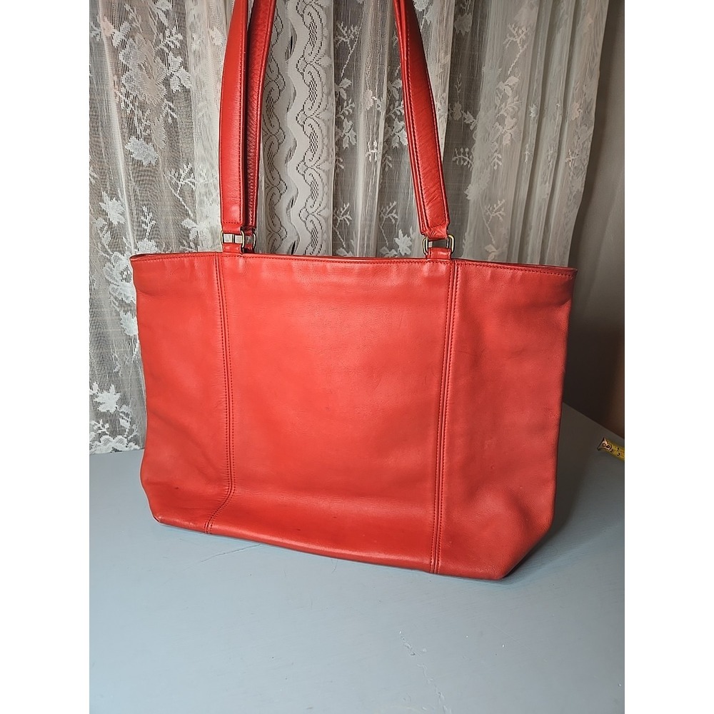 Vintage Coach Red orange 4065 Work Tote Leather Lightweight collection No tag S6